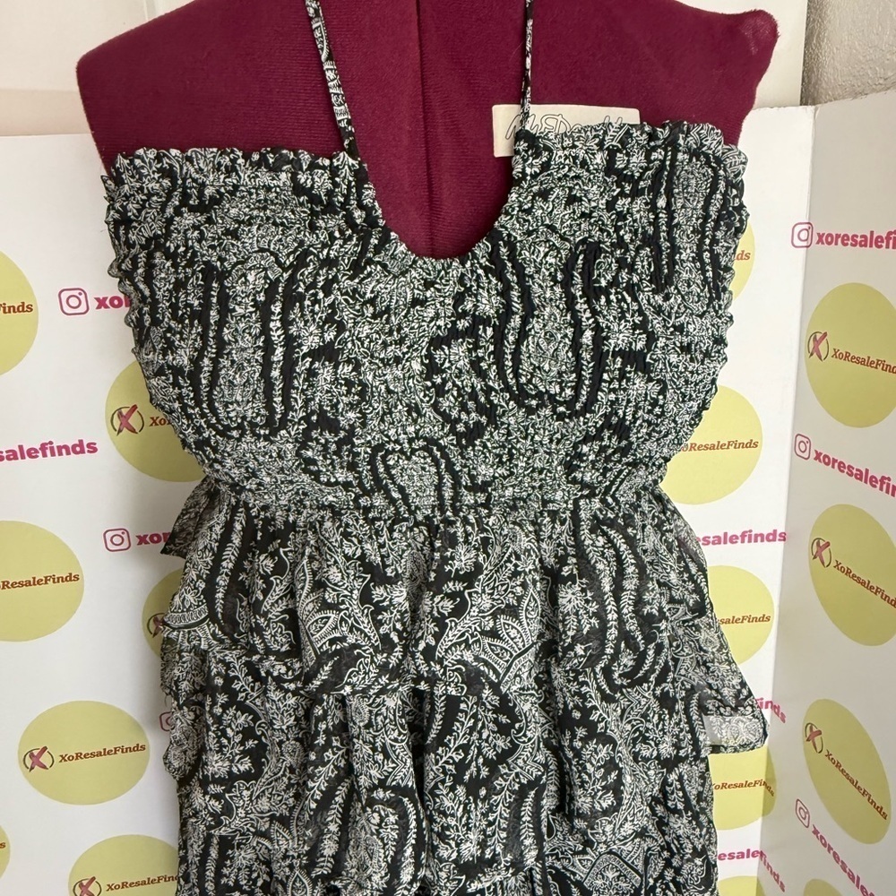 Shop Neighbor Black Smocked Tiered Halter Midi Dress View 2